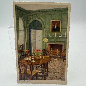 Vintage Postcard Parlour Raleigh Tavern Williamsburg VA Unused Mid-Century